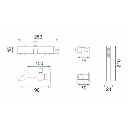 REA-B6634 - Zestaw wannowy LUNGO w matowej czerni