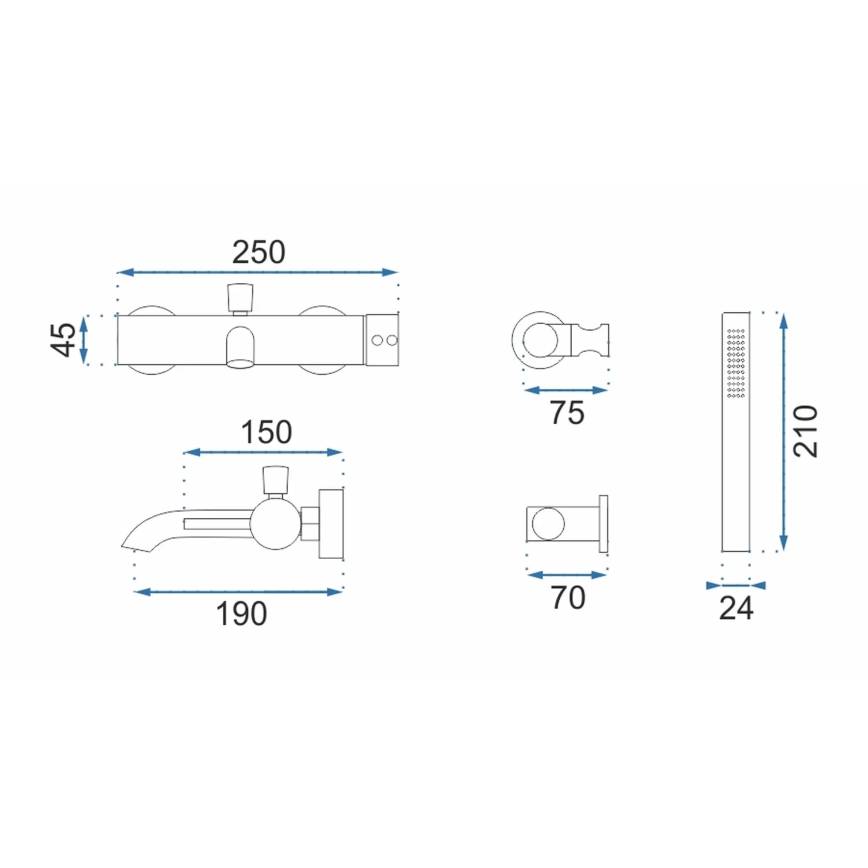 REA-B6634 - Zestaw wannowy LUNGO w matowej czerni