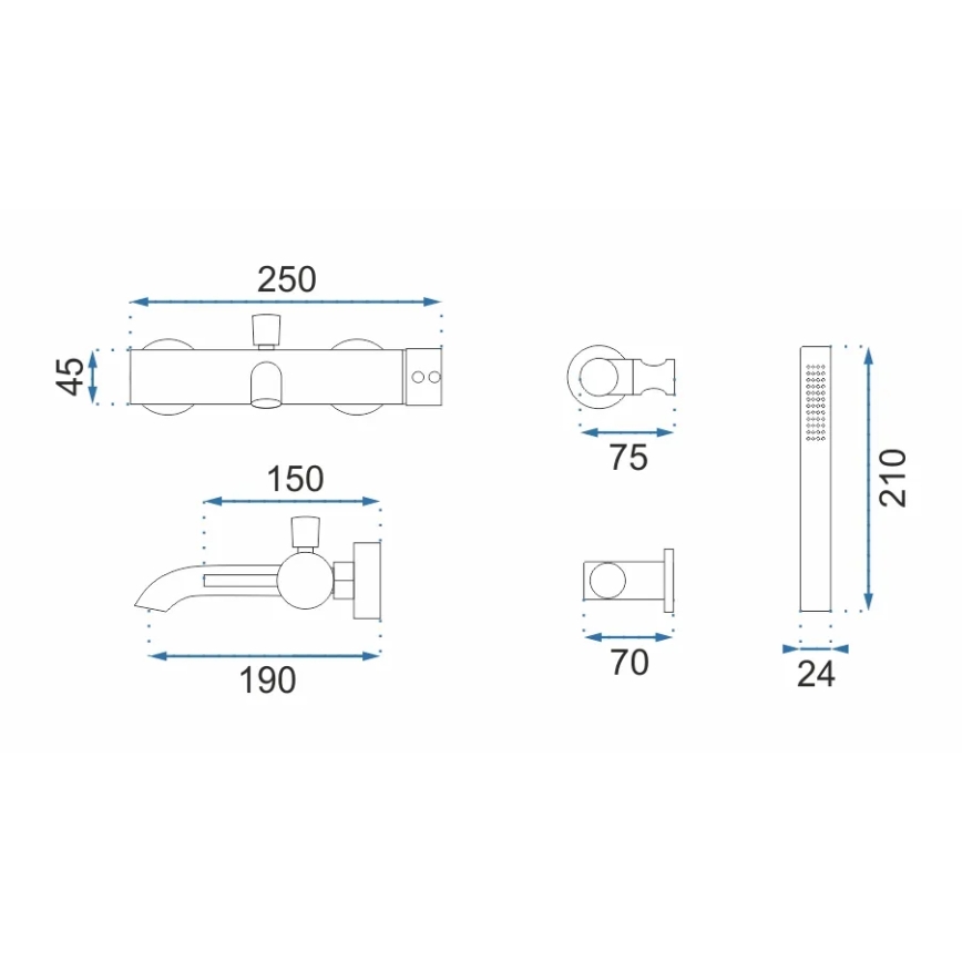 REA-B6635 - Zestaw wannowy LUNGO złoty