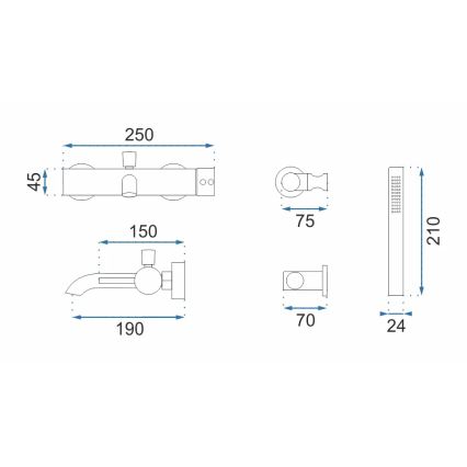 REA-B6641 - Zestaw wannowy LUNGO chrom błyszczący