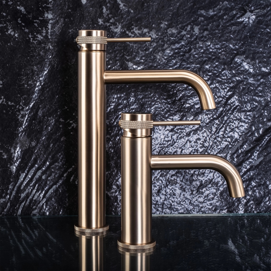 REA-B6950 - Bateria umywalkowa LUNGO 16,5 cm szczotkowane złoto