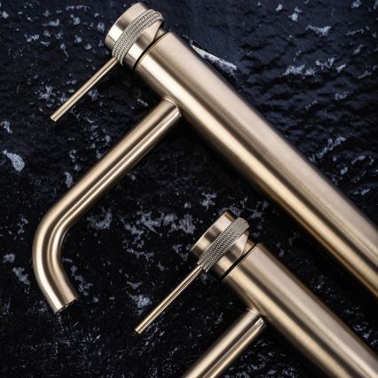 REA-B6950 - Bateria umywalkowa LUNGO 16,5 cm szczotkowane złoto