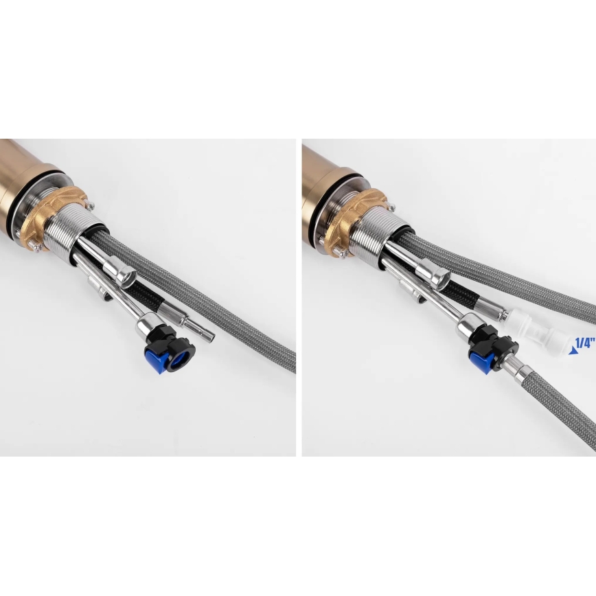 REA-B7596 - Bateria zlewozmywakowa z wyciąganą wylewką i systemem filtracji ECO FRESH, 37,5 cm, w kolorze szczotkowanego złota