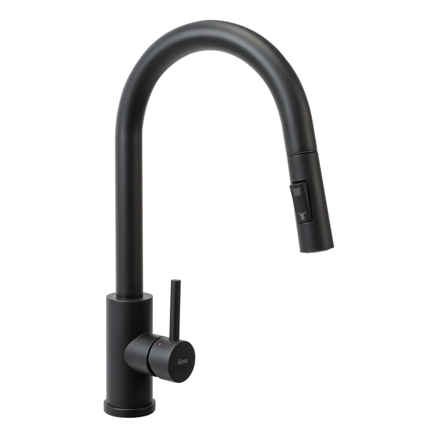 REA-B9147 - Bateria zlewozmywakowa FRESH z wyciąganą słuchawką, 39,5 cm, czarny mat