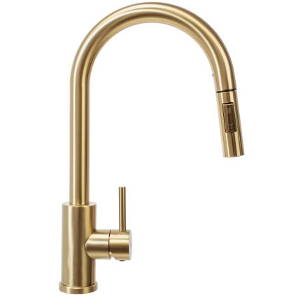 REA-B9148 - Bateria zlewozmywakowa z wysuwaną wylewką prysznicową FRESH 39,5 cm, szczotkowane złoto