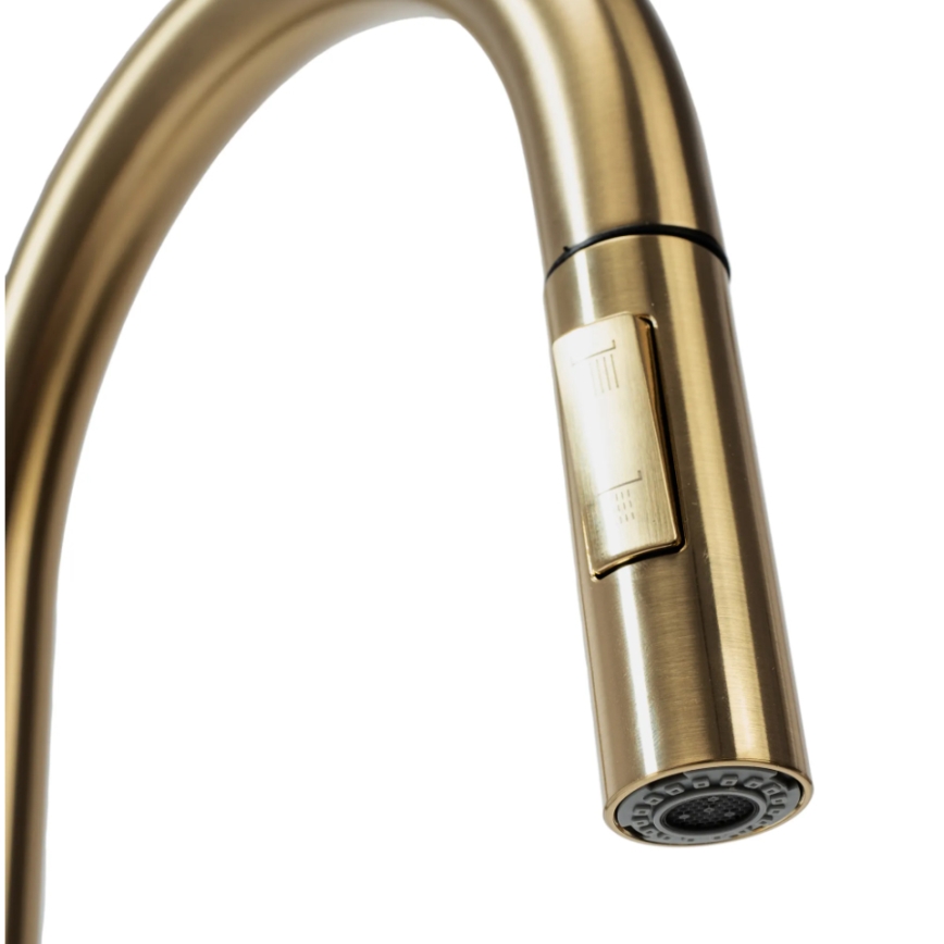 REA-B9148 - Bateria zlewozmywakowa z wysuwaną wylewką prysznicową FRESH 39,5 cm, szczotkowane złoto