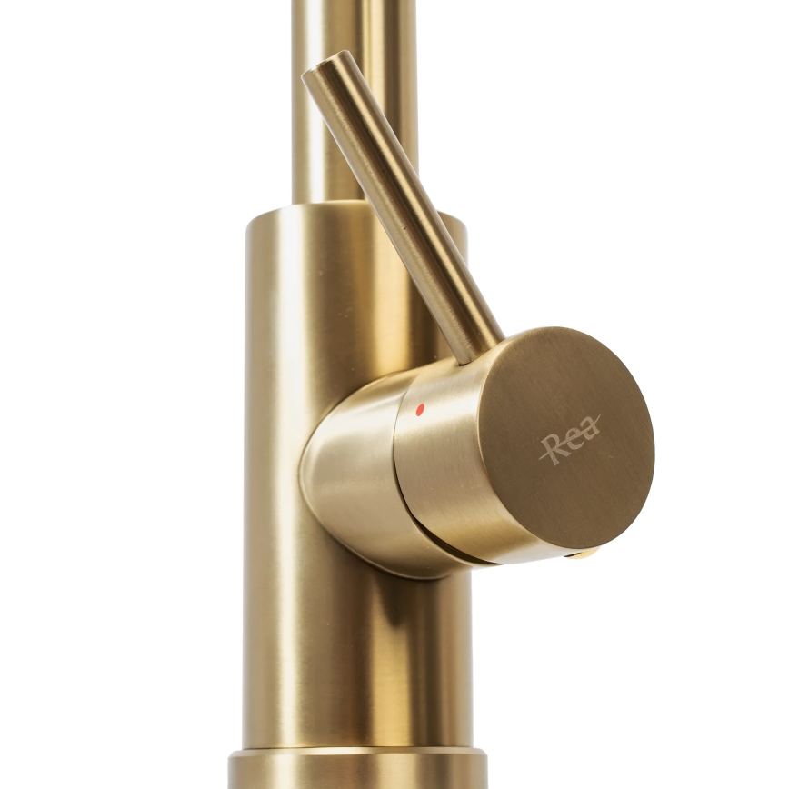 REA-B9148 - Bateria zlewozmywakowa z wysuwaną wylewką prysznicową FRESH 39,5 cm, szczotkowane złoto