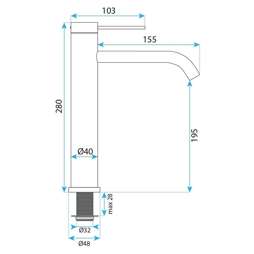 REA-B9322 - Bateria umywalkowa RIVO 28 cm tytanowa