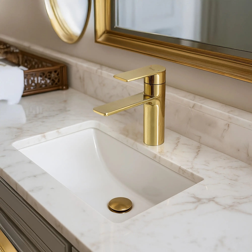 REA-B9981 - Bateria umywalkowa STORM 15 cm złota