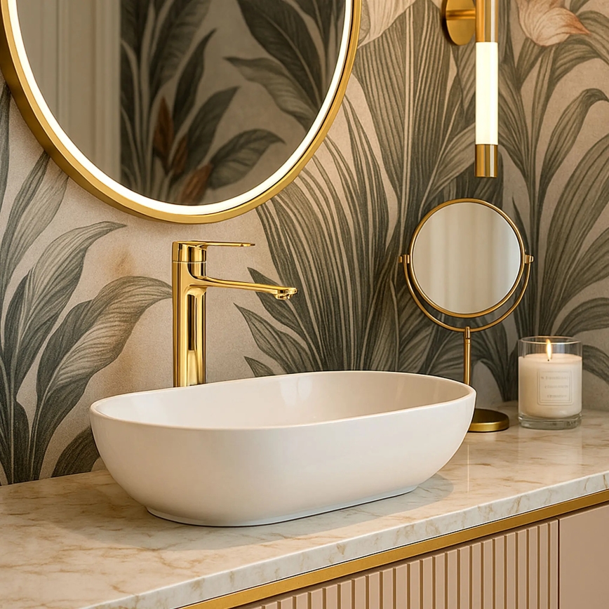 REA-B9983 - Bateria umywalkowa STORM 29,5 cm złota