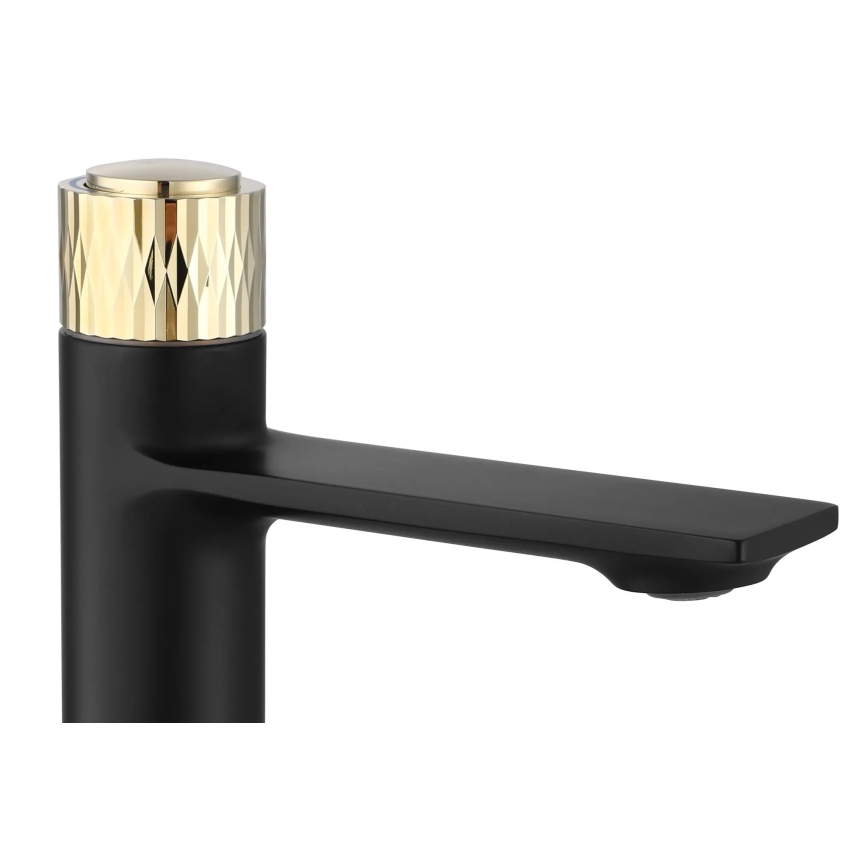REA-B9987 - Bateria umywalkowa STORM 16,5 cm czarna/złota