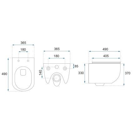 REA-C1259 - Wisząca miska WC z deską sedesową CARLO MINI TORNADO RIMLESS, ceramika / biały połysk
