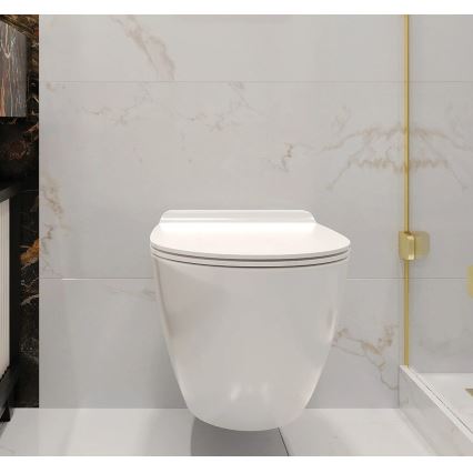 REA-C1400 - Wisząca miska WC z deską sedesową CARTER RIMLESS, ceramika/biała