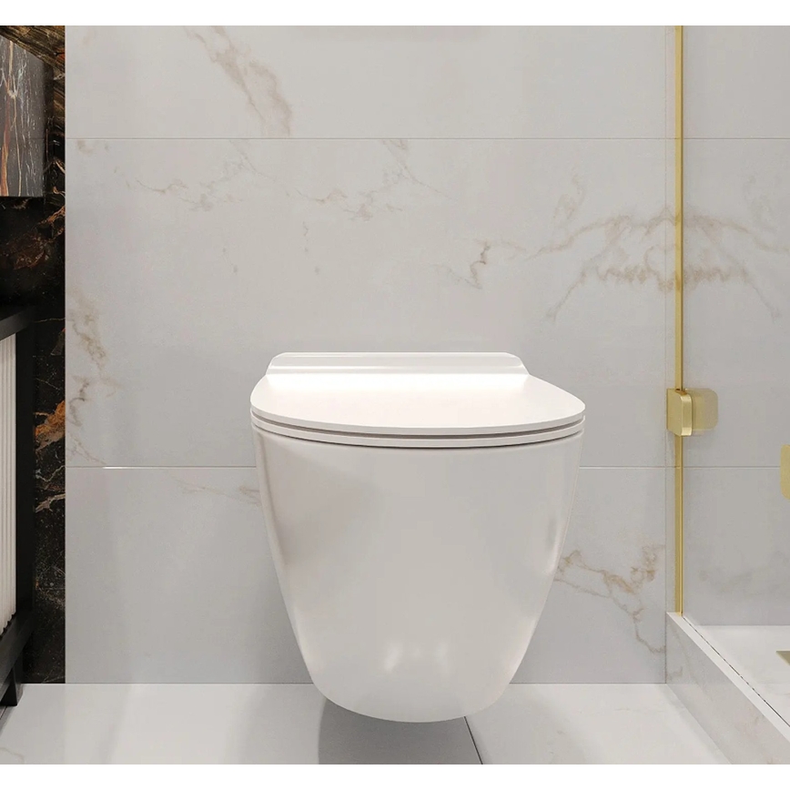 REA-C1400 - Wisząca miska WC z deską sedesową CARTER RIMLESS, ceramika/biała
