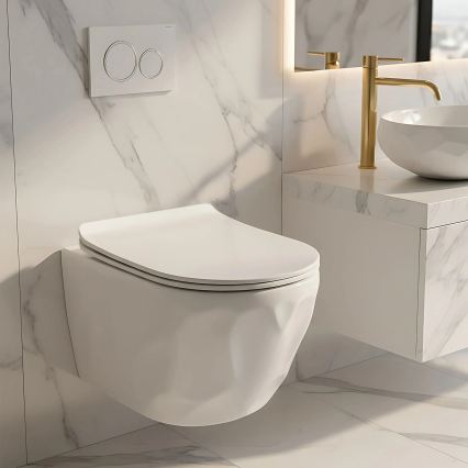 REA-C1652 - WC wiszące z deską sedesową GUSTAVO RIMLESS ceramika/biała