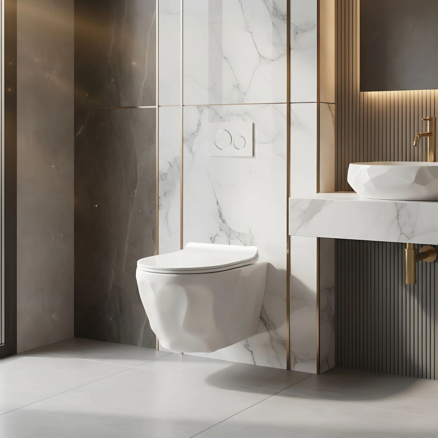 REA-C1652 - WC wiszące z deską sedesową GUSTAVO RIMLESS ceramika/biała