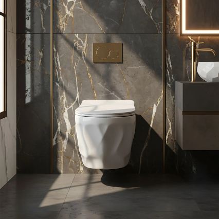 REA-C1652 - WC wiszące z deską sedesową GUSTAVO RIMLESS ceramika/biała