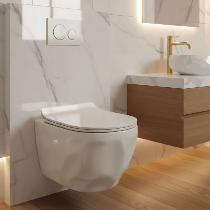 REA-C1652 - WC wiszące z deską sedesową GUSTAVO RIMLESS ceramika/biała