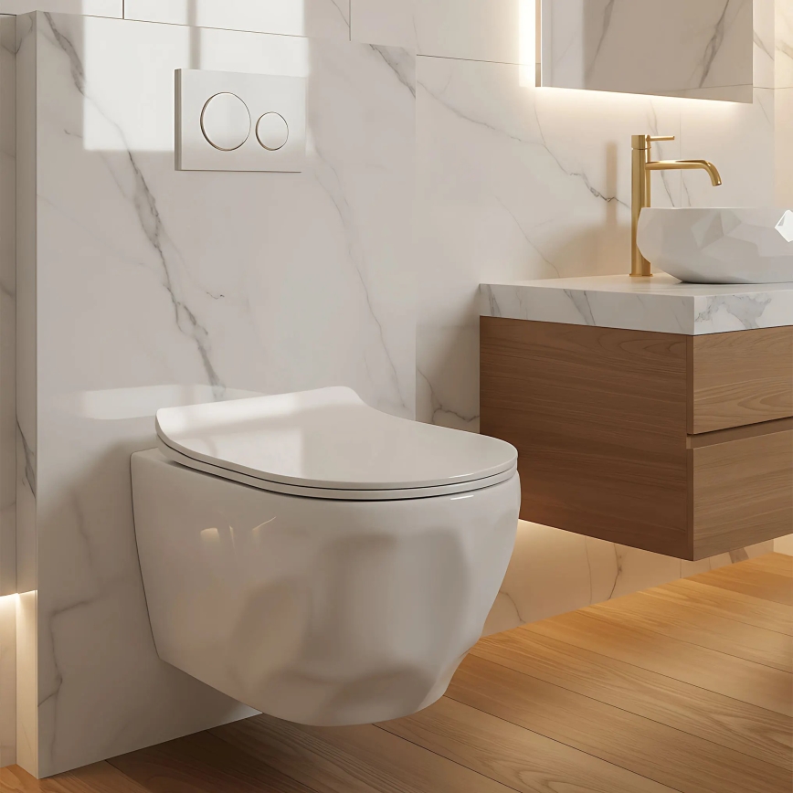 REA-C1652 - WC wiszące z deską sedesową GUSTAVO RIMLESS ceramika/biała