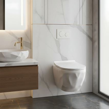 REA-C1652 - WC wiszące z deską sedesową GUSTAVO RIMLESS ceramika/biała