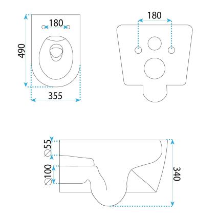 REA-C1652 - WC wiszące z deską sedesową GUSTAVO RIMLESS ceramika/biała