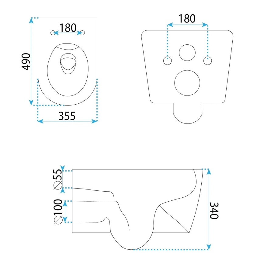 REA-C1652 - WC wiszące z deską sedesową GUSTAVO RIMLESS ceramika/biała
