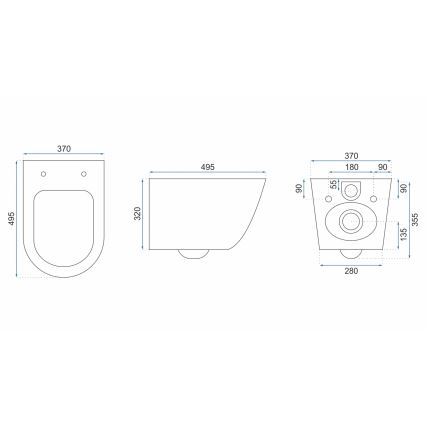 REA-C2760 - WC wiszące z deską sedesową CARLO FLAT MINI RIMLESS ceramika/biały połysk