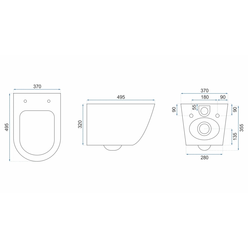 REA-C2760 - WC wiszące z deską sedesową CARLO FLAT MINI RIMLESS ceramika/biały połysk