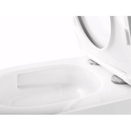 REA-C6800 - Podwieszana miska WC z deską sedesową TITO TORNADO bezrantowa ceramika/biała