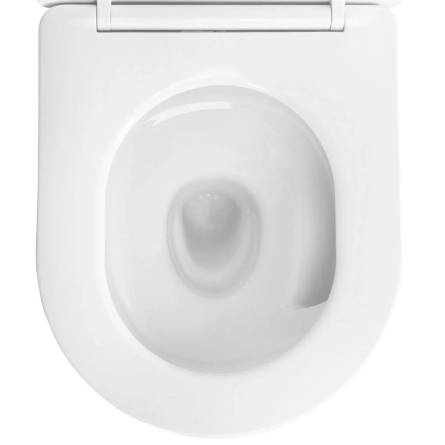 REA-C6806 - Wiszące WC z deską sedesową CARLO MINI TORNADO bezkołnierzowe ceramika/biały/złoty