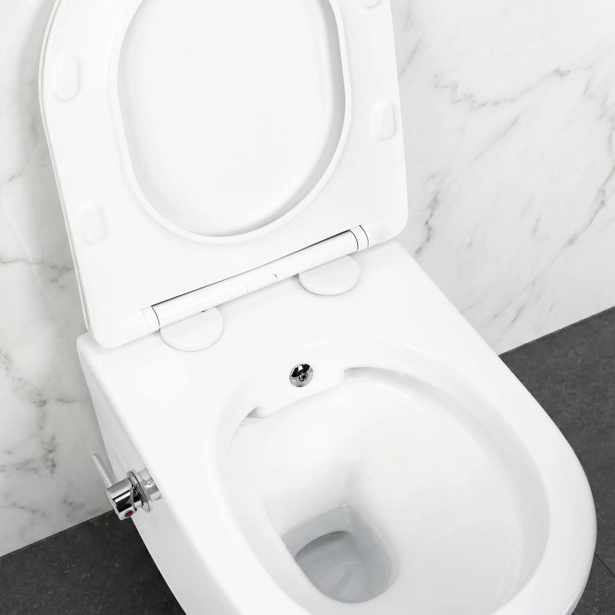 REA-C9701 - WC wiszące z bidetową słuchawką i deską CARLO LUX ceramika/biała