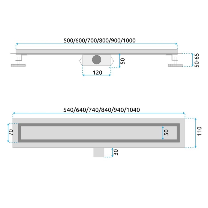 REA-G2562 - Odpływ liniowy NEOX 70 cm stal nierdzewna/złoty