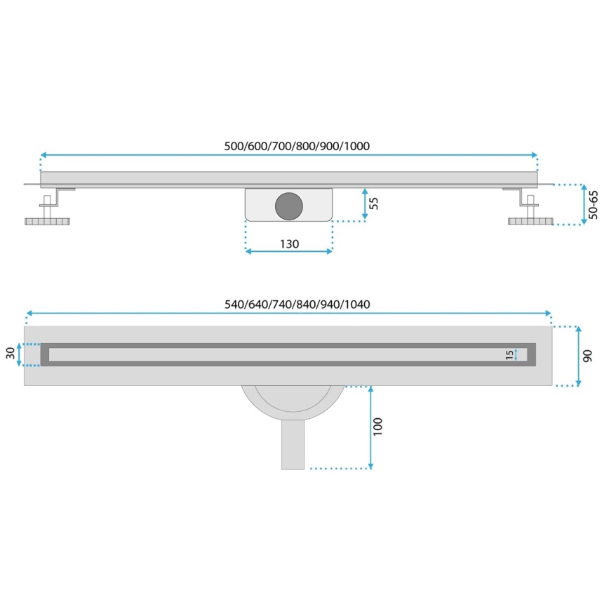 REA-G2710 - Odpływ liniowy NEOX SLIM 70 cm stal nierdzewna/czarny