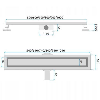 REA-G5806 - Odpływ liniowy NEOX PRO 50 cm nikiel