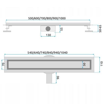 REA-G5810 - Odpływ liniowy NEOX PRO 90 cm nikiel