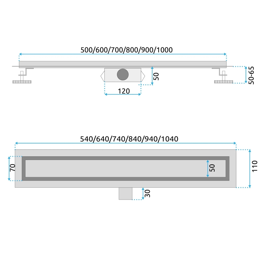 REA-G6600 - Odpływ liniowy PURE NEOX 50 cm czarny mat