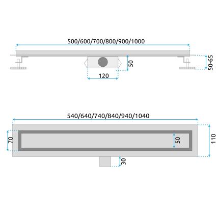 REA-G6605 - Odpływ liniowy PURE NEOX 100 cm czarny mat