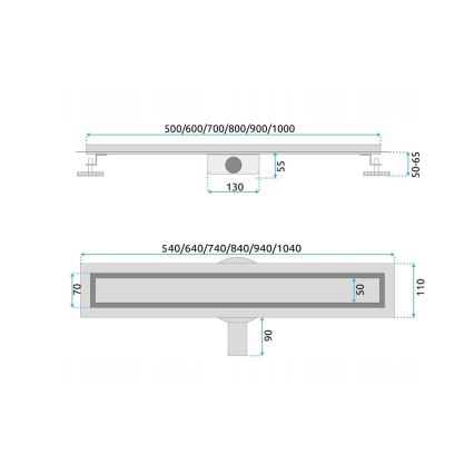REA-G7802 - Rynna odpływowa NEOX PRO 70 cm stal nierdzewna/czarny