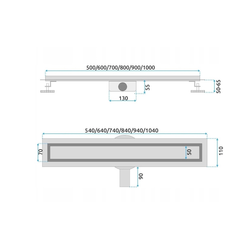 REA-G7802 - Rynna odpływowa NEOX PRO 70 cm stal nierdzewna/czarny