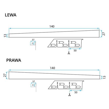 REA-K3218 - Listwa spadkowa 140 cm czarna