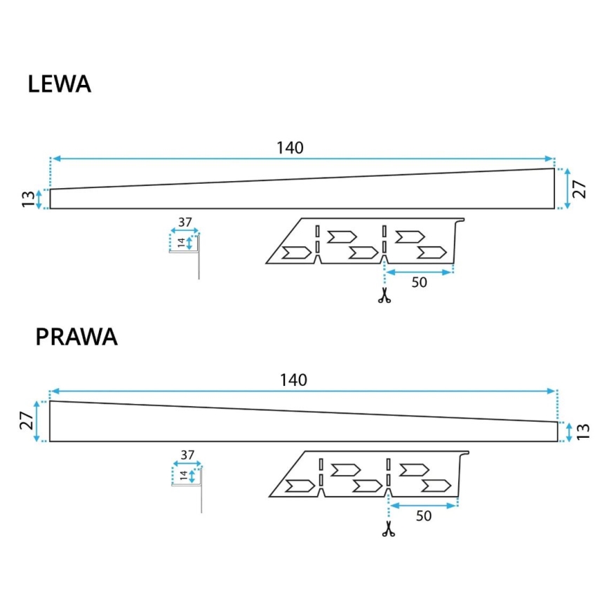 REA-K3218 - Listwa spadkowa 140 cm czarna