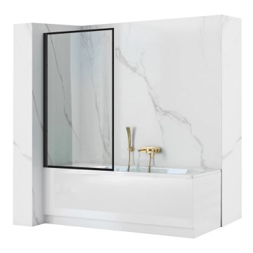 REA-K7632 - Ruchomy parawan nawannowy LAGOS 140x70 cm czarny/przezroczysty