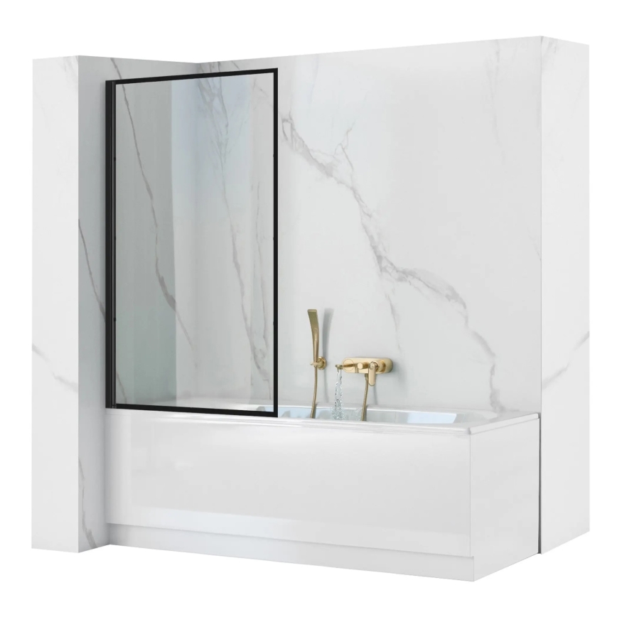 REA-K7632 - Ruchomy parawan nawannowy LAGOS 140x70 cm czarny/przezroczysty
