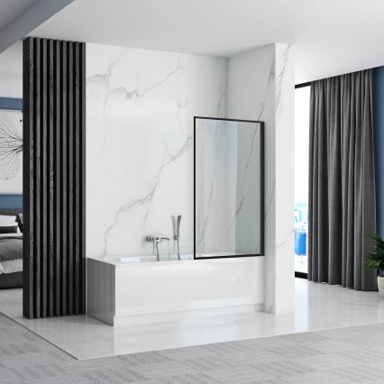 REA-K7633 - Ruchomy parawan nawannowy LAGOS 140 x 80 cm czarny/przezroczysty
