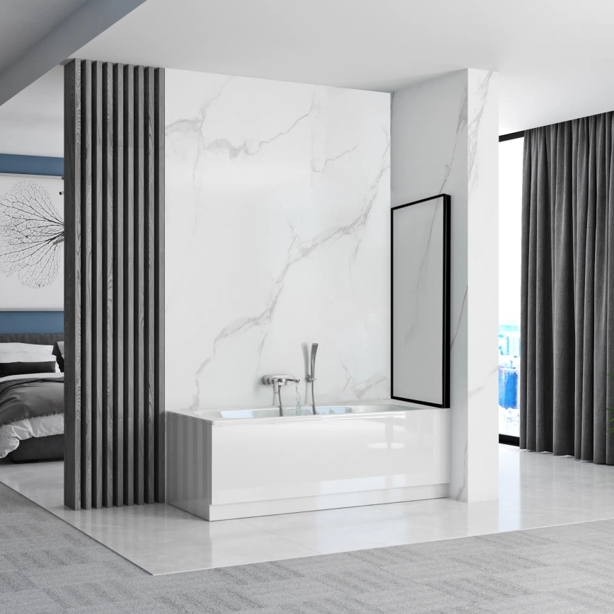 REA-K7633 - Ruchomy parawan nawannowy LAGOS 140 x 80 cm czarny/przezroczysty