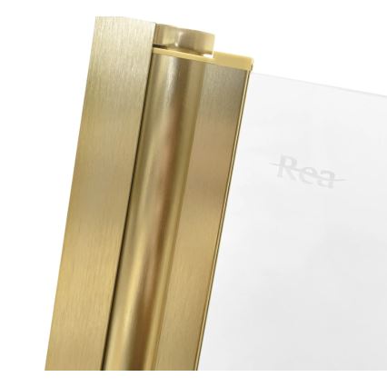 REA-K9777 - Składany parawan wannowy AGAT 140x100 cm, szczotkowane złoto/szkło przezroczyste