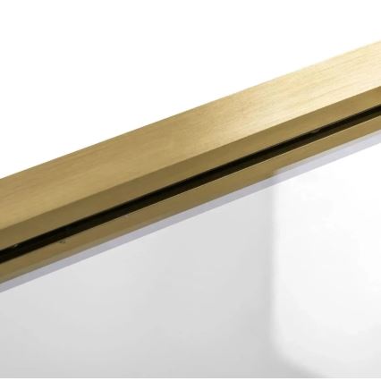 REA-K9777 - Składany parawan wannowy AGAT 140x100 cm, szczotkowane złoto/szkło przezroczyste