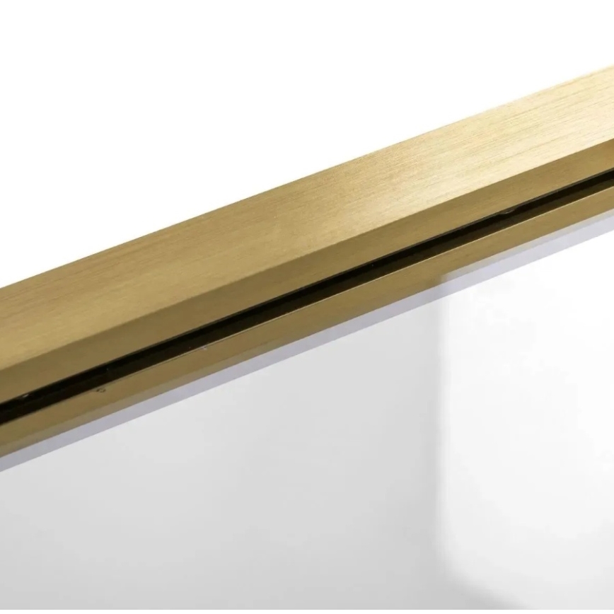 REA-K9777 - Składany parawan wannowy AGAT 140x100 cm, szczotkowane złoto/szkło przezroczyste