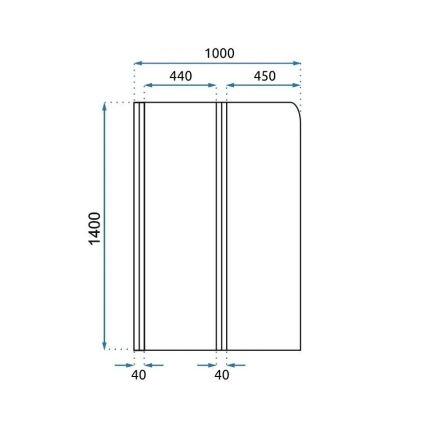 REA-K9777 - Składany parawan wannowy AGAT 140x100 cm, szczotkowane złoto/szkło przezroczyste