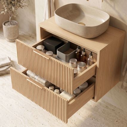 REA-M0408 - Wisząca szafka łazienkowa pod umywalkę MONO 60x47 cm beżowa